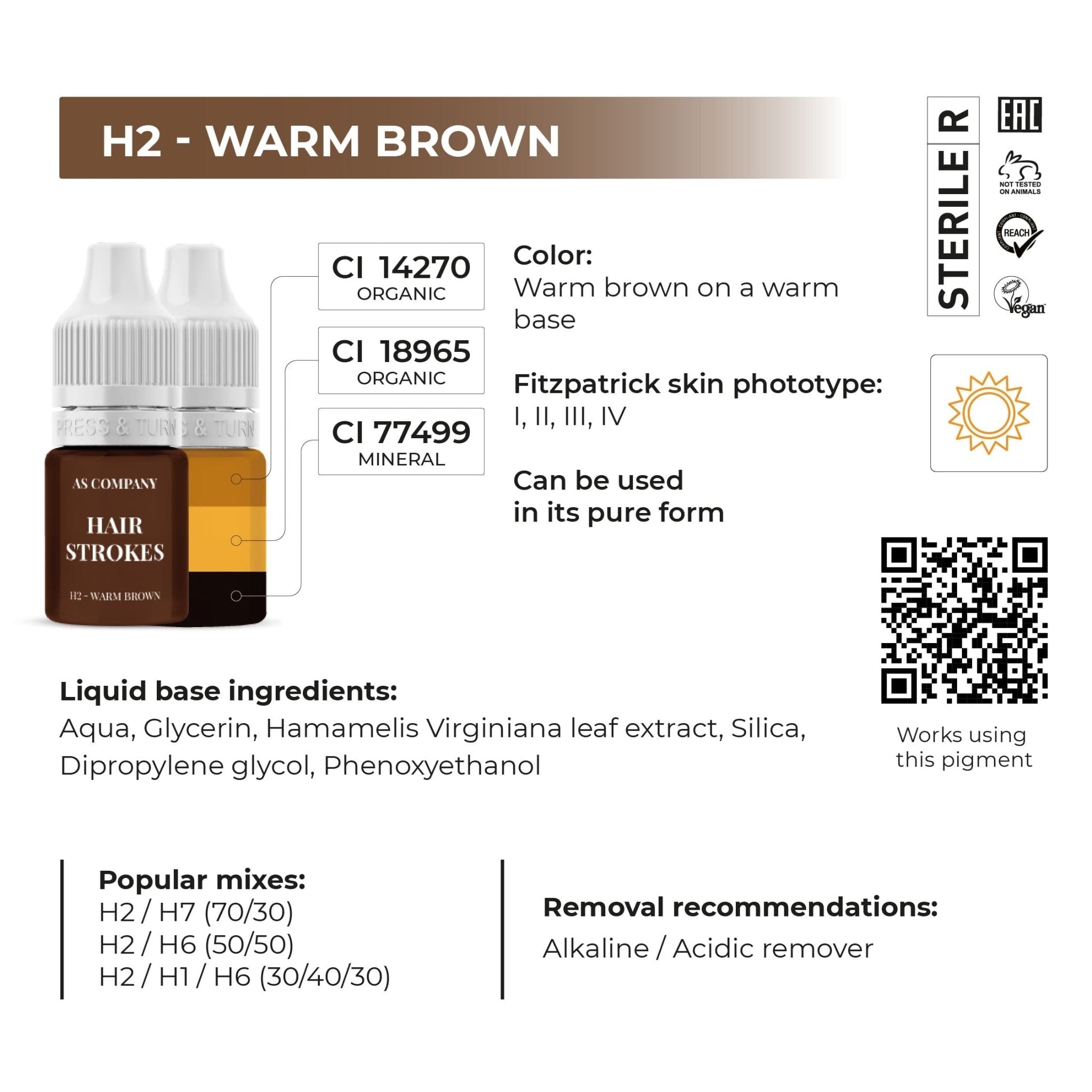 AS Pigments - EYEBROW SET HAIR STROKES HYBRID ORGANIC - BASED 6 ml - Mr.PMU