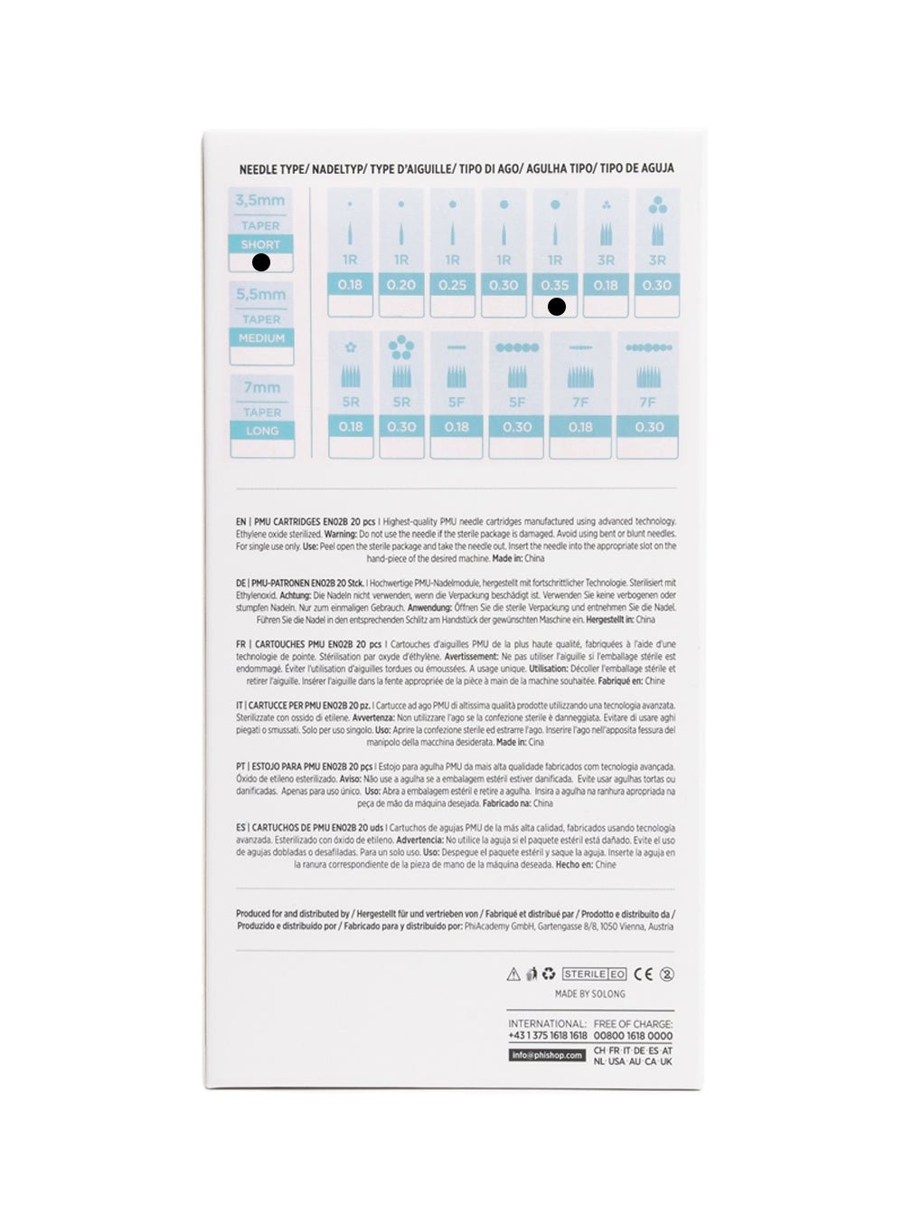 PMU Cartridges 0.35 1R (EN02B) 20 pcs - Premium PhiSeller