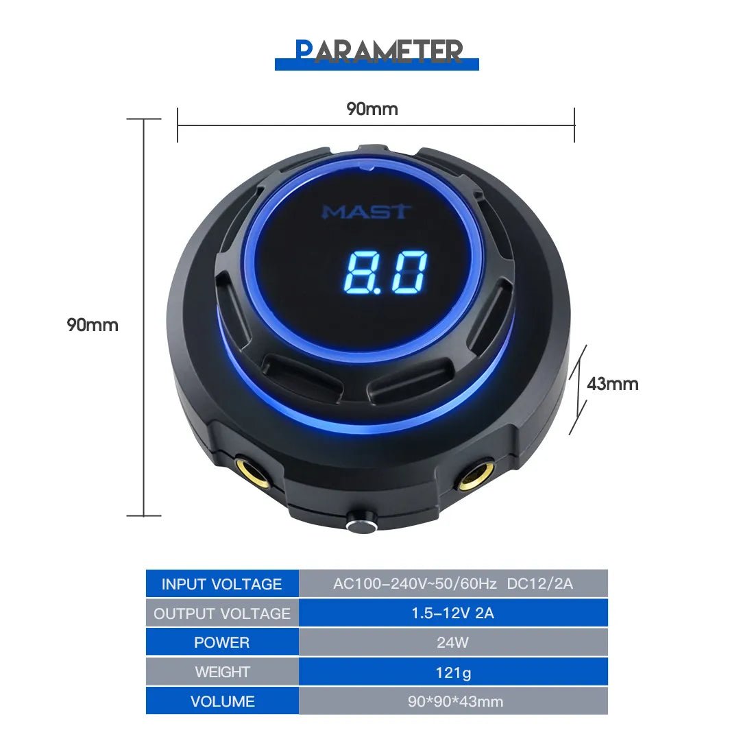 Fuente de alimentación para Tatuajes Dragonhawk Mast Halo con Doble Modo de Arranque para Máquinas de Tatuajes - mrpmu