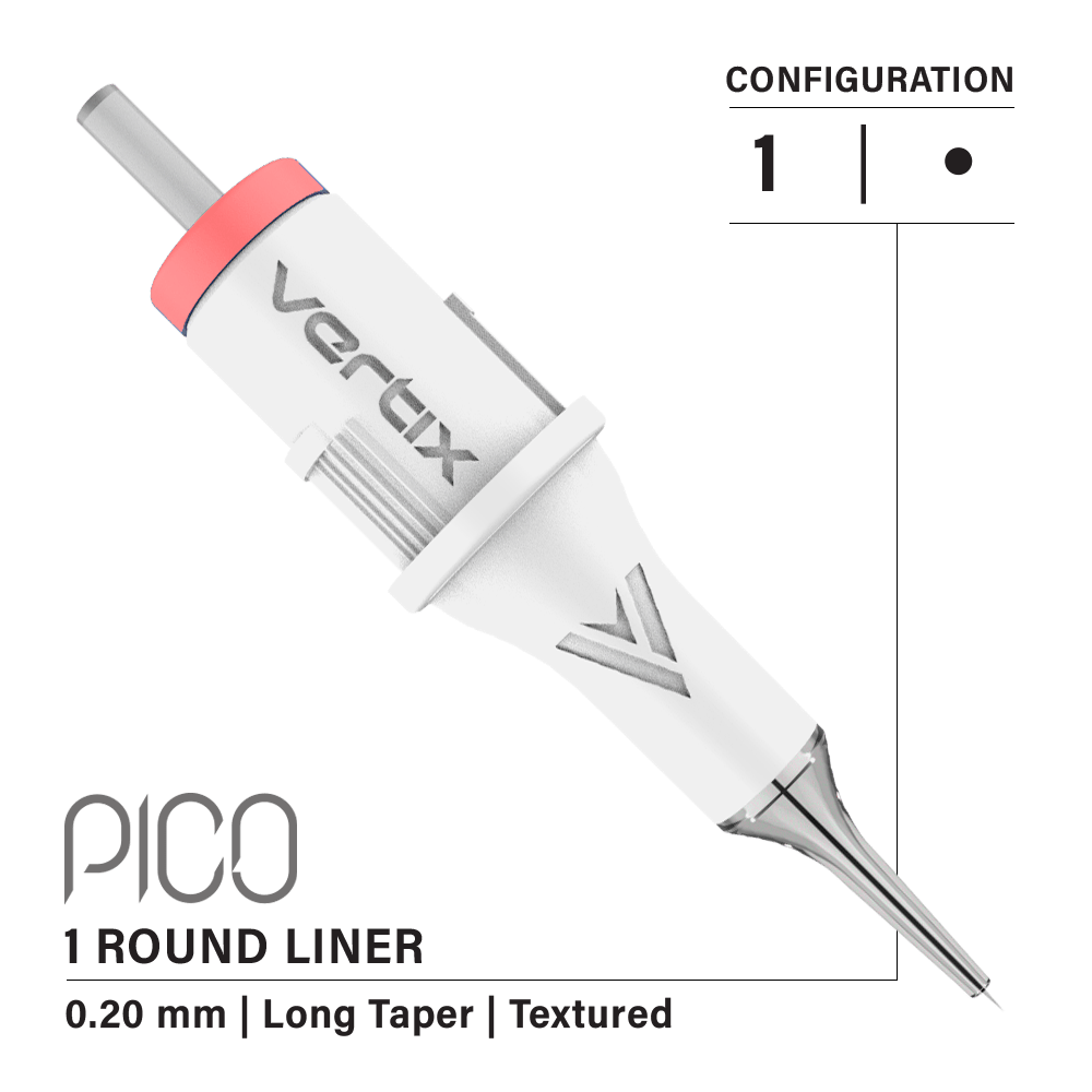 Paquete de 20 cartuchos Vertix Pico Round Liner Textured Long Taper - mrpmu
