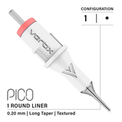 Paquete de 20 cartuchos Vertix Pico Round Liner Textured Long Taper - mrpmu