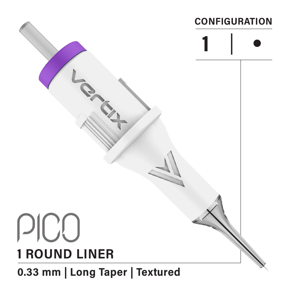 Paquete de 20 cartuchos Vertix Pico Round Liner Textured Long Taper - mrpmu