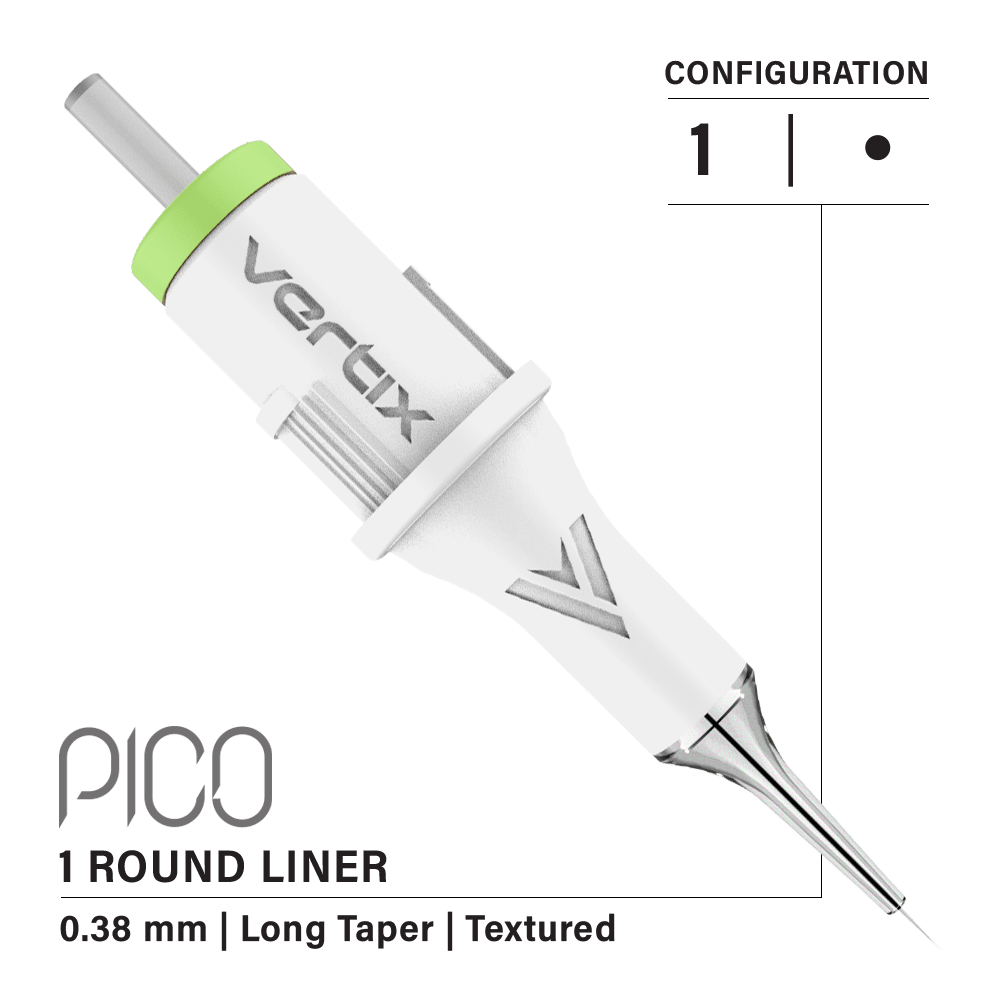 Paquete de 20 cartuchos Vertix Pico Round Liner Textured Long Taper - mrpmu