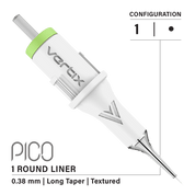 Paquete de 20 cartuchos Vertix Pico Round Liner Textured Long Taper - mrpmu