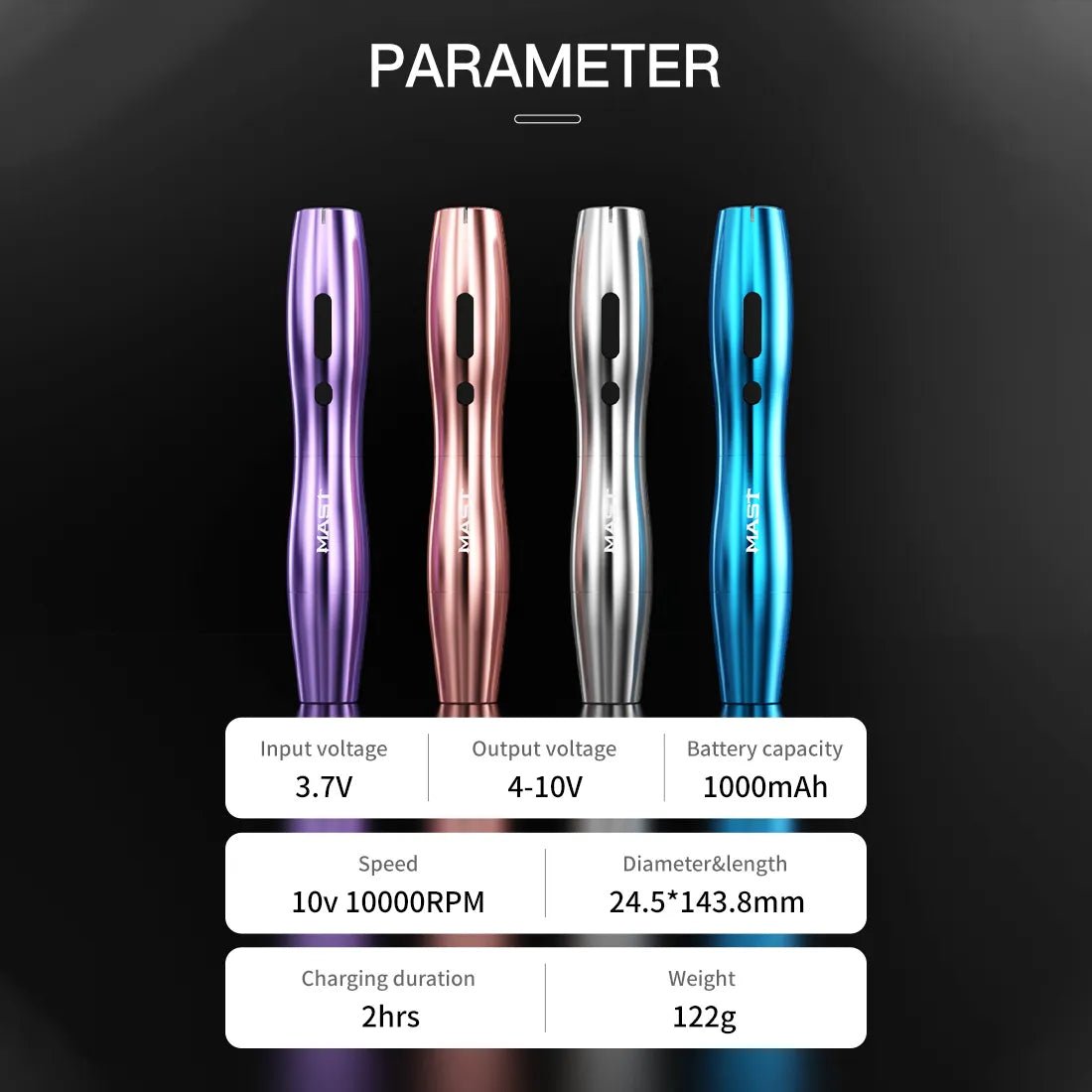 Máquina de tatuajes inalámbrica con recorrido de 2,5 mm para maquillaje permanente Dragonhawk | Mast P20 - mrpmu