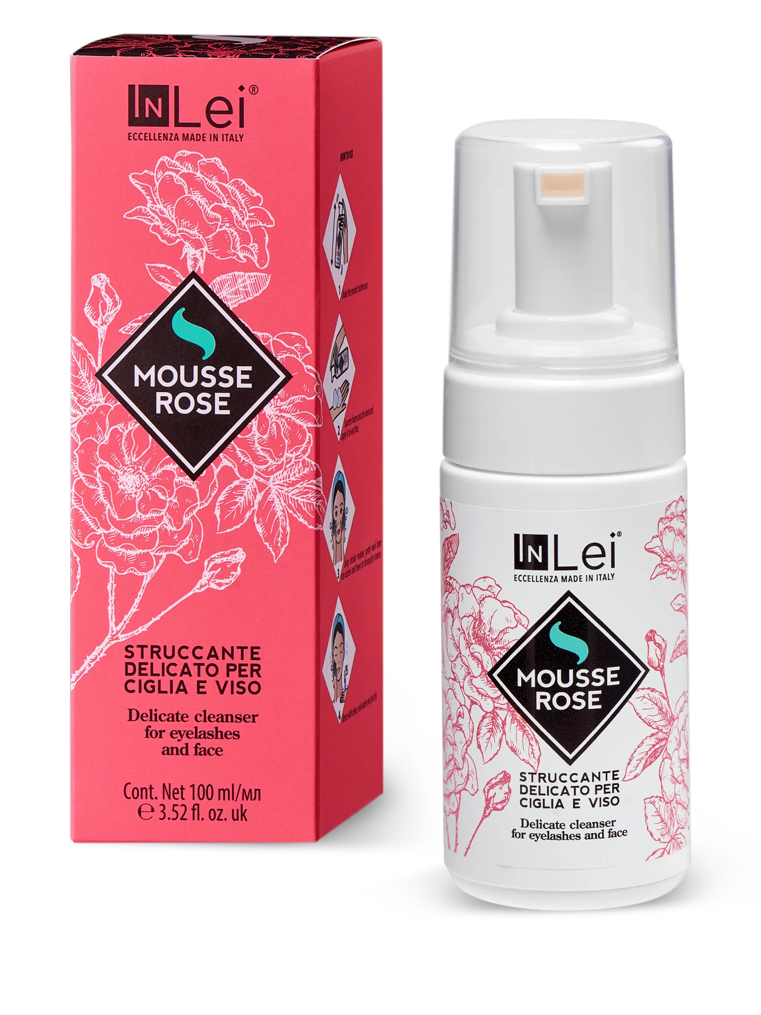 MOUSSE ROSE struccante delicato per ciglia e viso 100ml - Mr.PMU