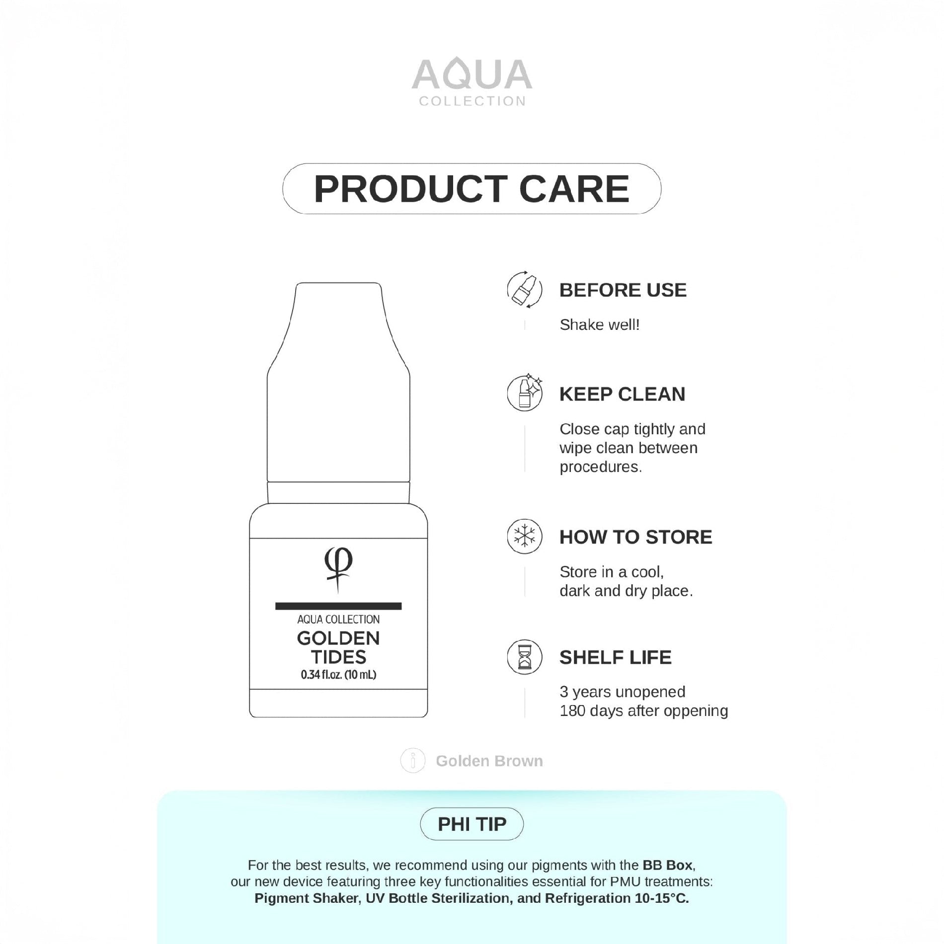 PhiAcademy - Golden Tides AQUA PMU Pigment 10ml - Mr.PMU