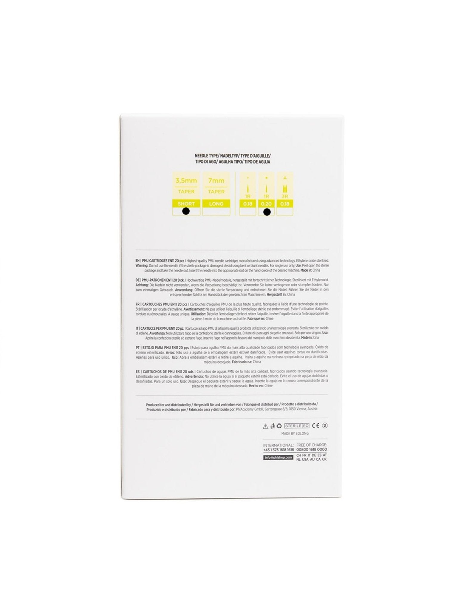 PhiAcademy - PMU Cartridges 0.20 1R (EN11) 3.5mm Taper - 20 pcs - Mr.PMU
